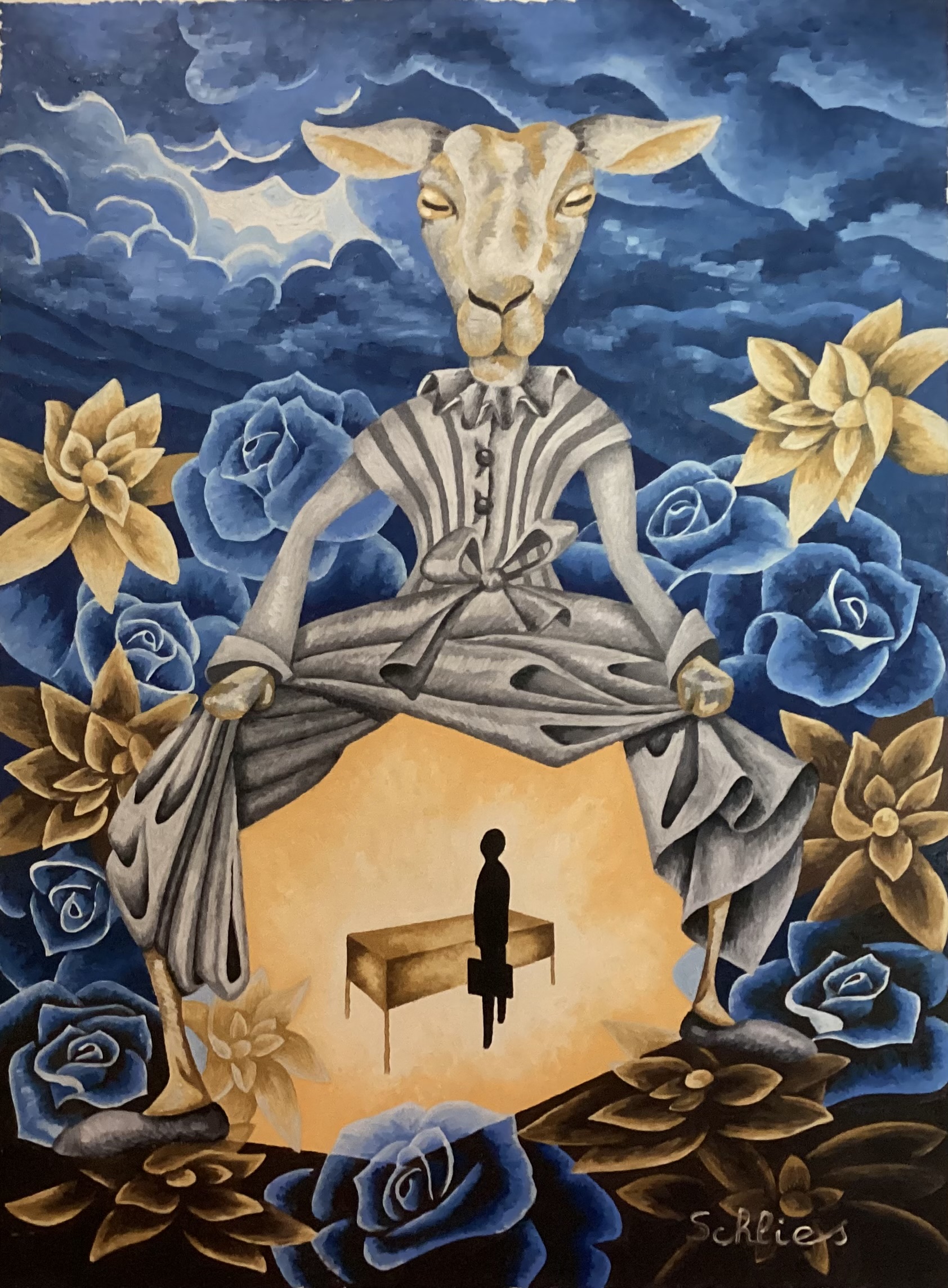 prétention, huile sur toile , format 60*80 , les orages de l ambition.