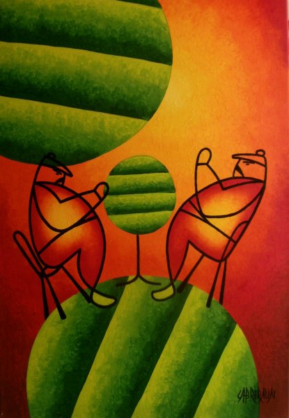 Belote 2 , 2012 , Peinture actuelle , série 1 , histoire ordinnaire , huile . Cabreraun