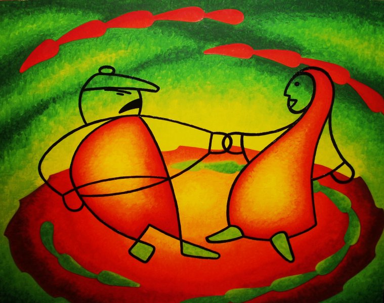 Danse , 2012 , Peinture actuelle , série 1 , histoire ordinnaire , huile . Cabreraun