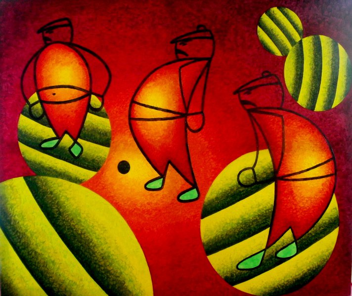 Pétanque , 2012 , Peinture actuelle , série 1 , histoire ordinnaire , huile . Cabreraun