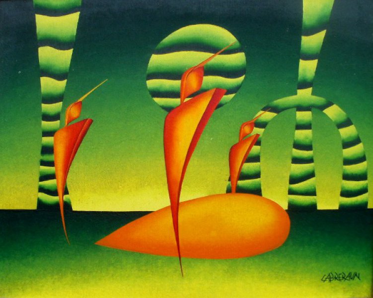 Plume, Peinture huile. Cabreraun