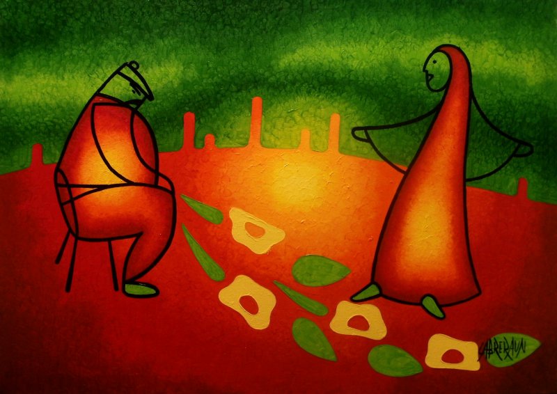 Rendez-vous , 2012 , Peinture actuelle , série 1 , histoire ordinnaire , huile . Cabreraun