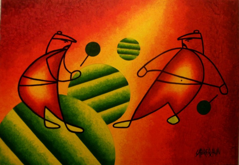 Tennis , 2012 , Peinture actuelle , série 1 , histoire ordinnaire , huile . Cabreraun