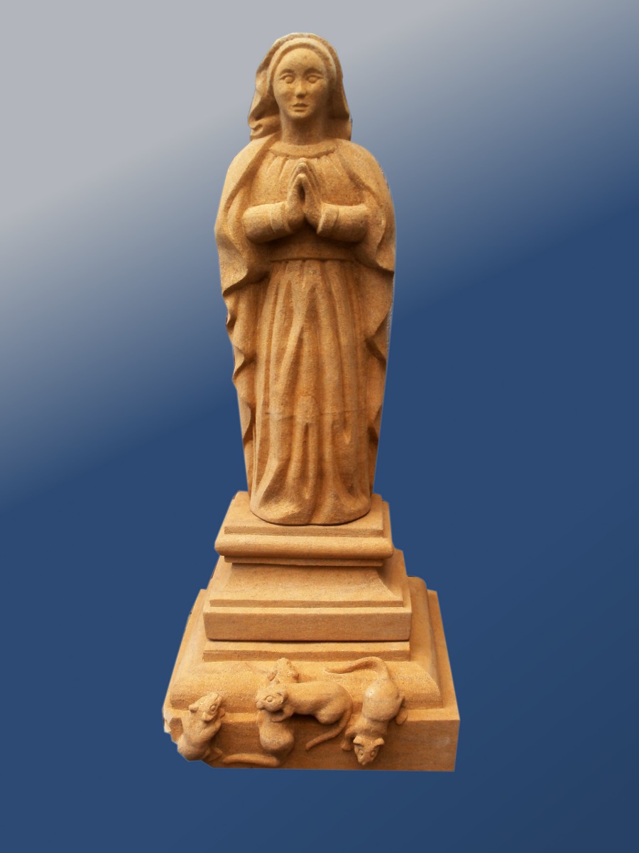 Vierge et souris , Funéraire, Pierre tombale, Sculpture monumentale. Cabreraun